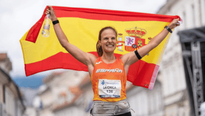 María La Chica compitiendo en la Trail Race del Europeo Off-Road de Kamnik 2026 durante su remontada hacia la medalla de plata